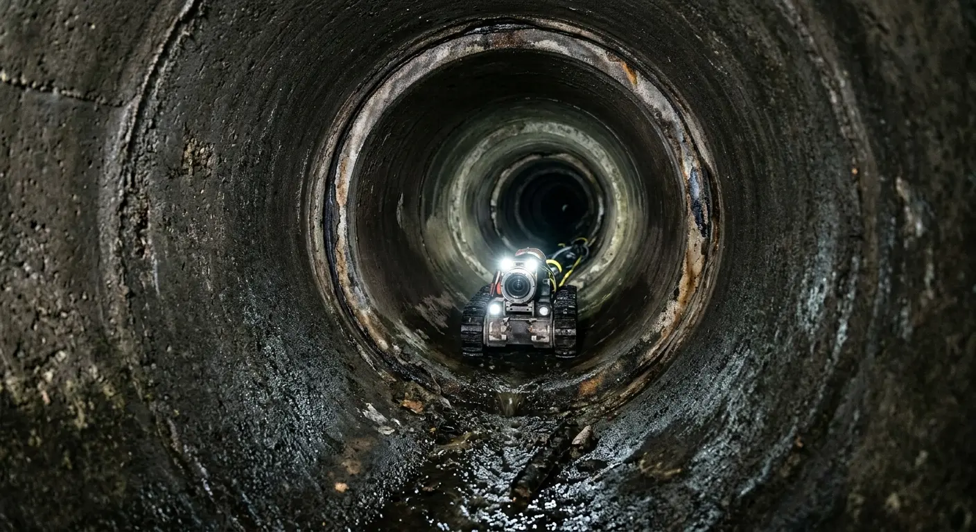 Robotic sewer camera inspecting pipe interior for Drain Snake Service in Frederickson